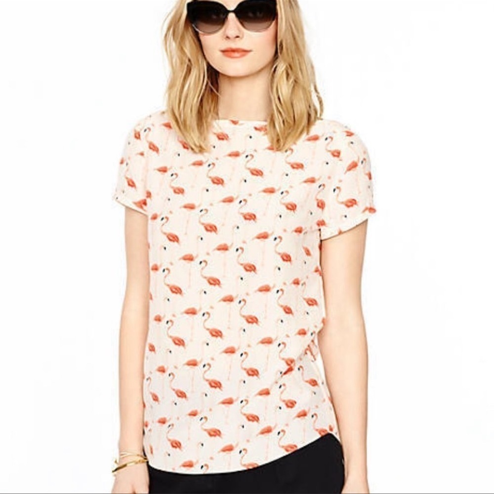 Kate Spade Flamingo 🦩 Print Top, Silk Top sz. 6
